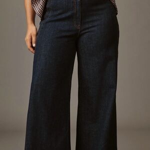 Maeve (Anthropologie) Scallop-Edge High Rise Wide Leg Jeans (22W)